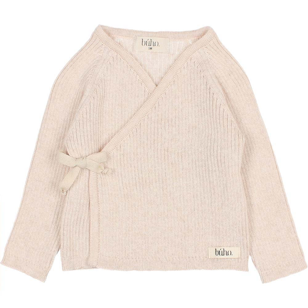 Newborn Kimono Crossed Cardigan with Tie Closure - Cream Pink