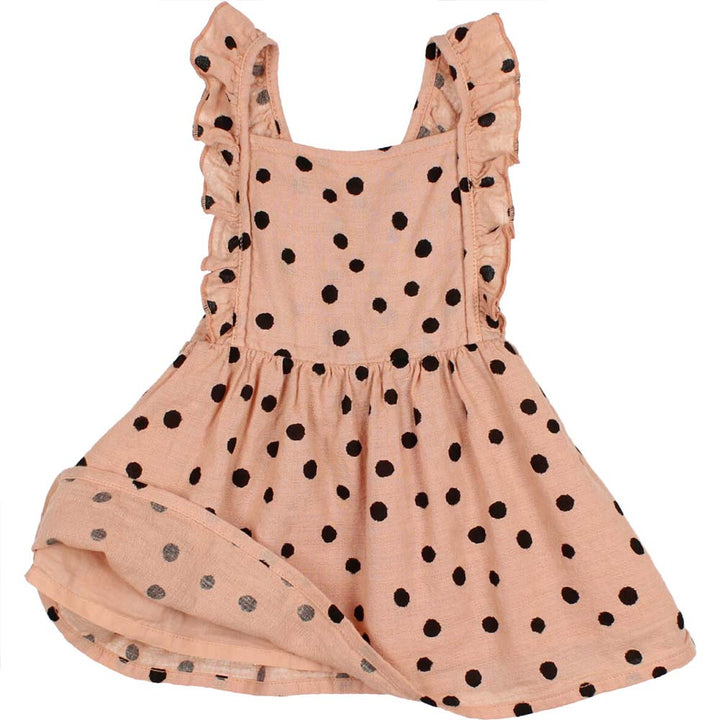 Dots Dress with Flutter Shoulder Straps - Antic Rose