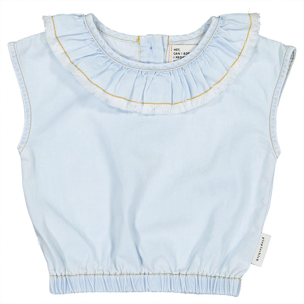 Baby Sleeveless Blouse w/ Collar - Light Chambray