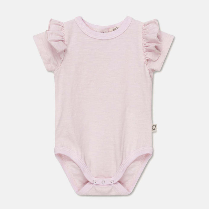 Slub Ruffle Baby Bodysuit - Pink