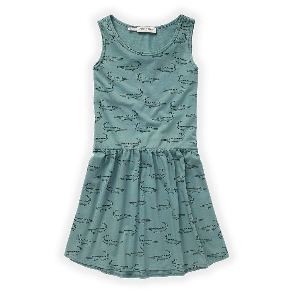 Sleeveless Crocodile Dress - Light Petrol Teal