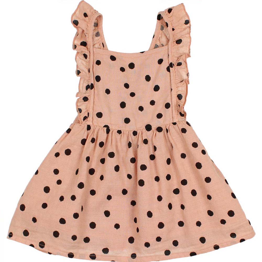 Dots Dress with Flutter Shoulder Straps - Antic Rose