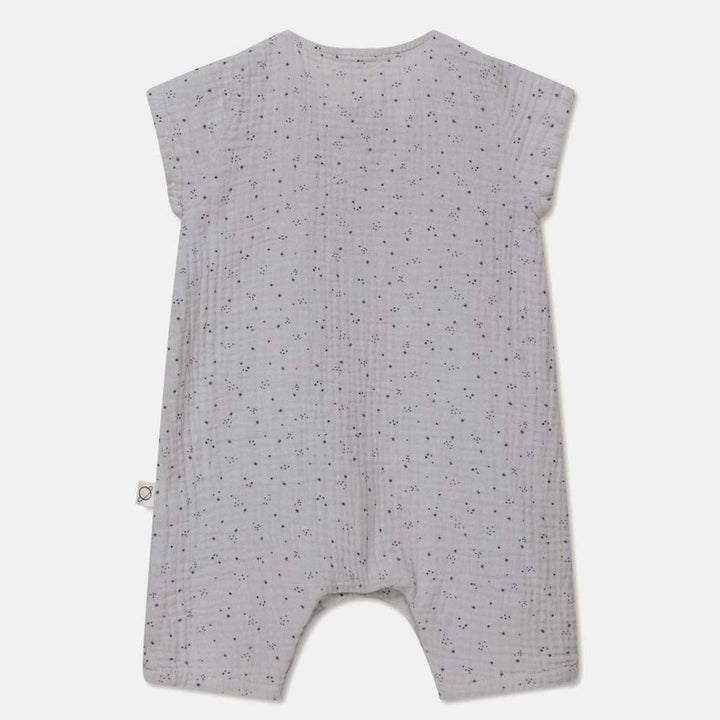 Gauze Star Print Baby Jumpsuit - Soft Grey