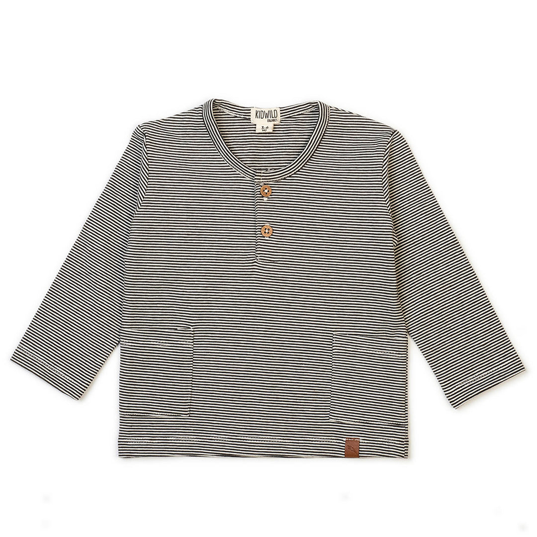 Organic Long Sleeve Top - Slate Stripe