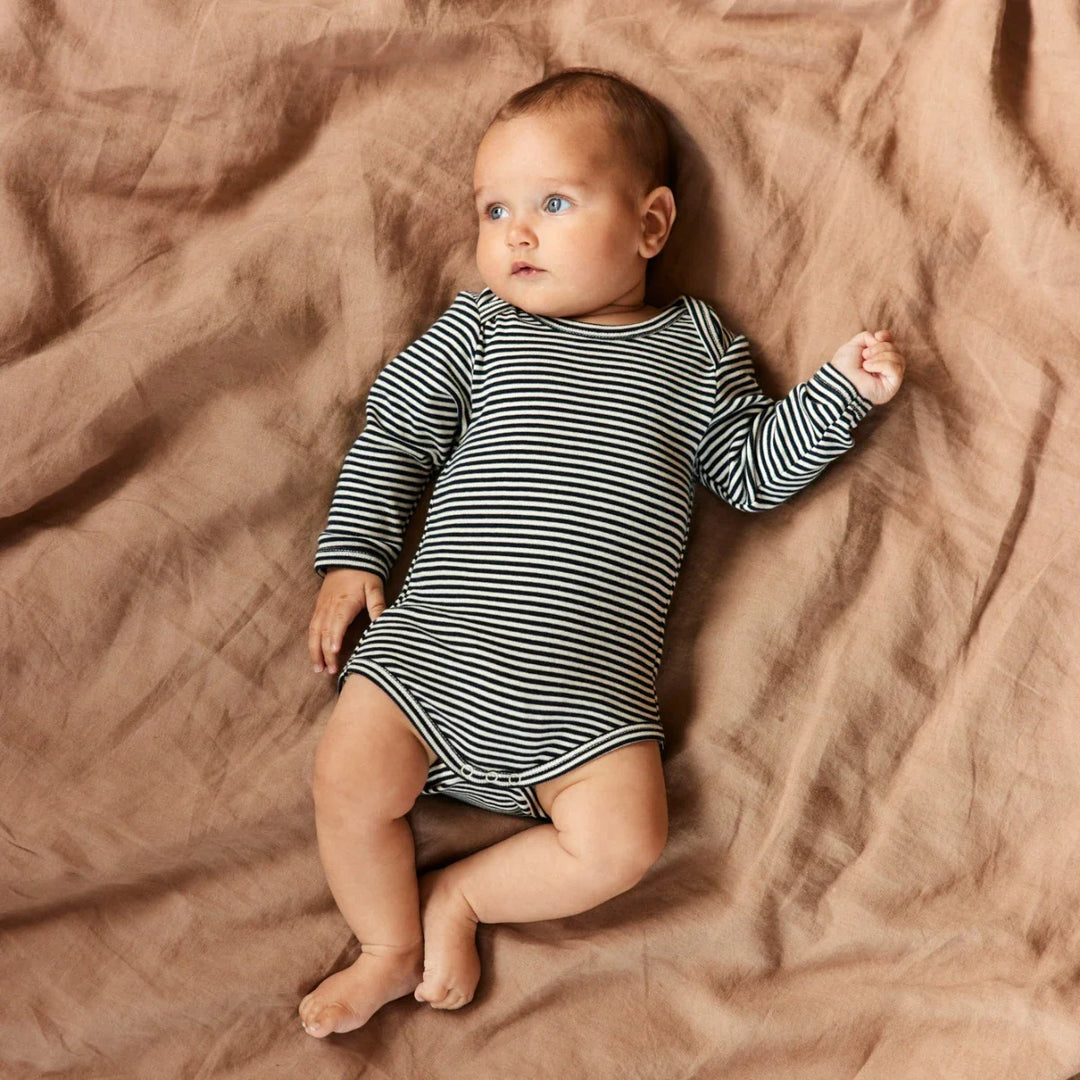 Long Sleeve Bodysuit - Navy Stripe