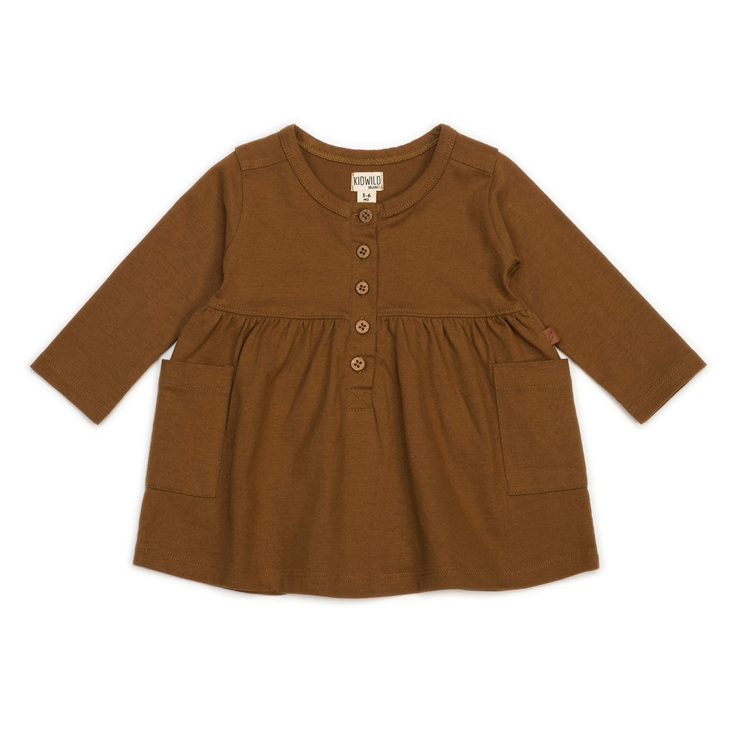 Organic Pocket Dress - Caramel