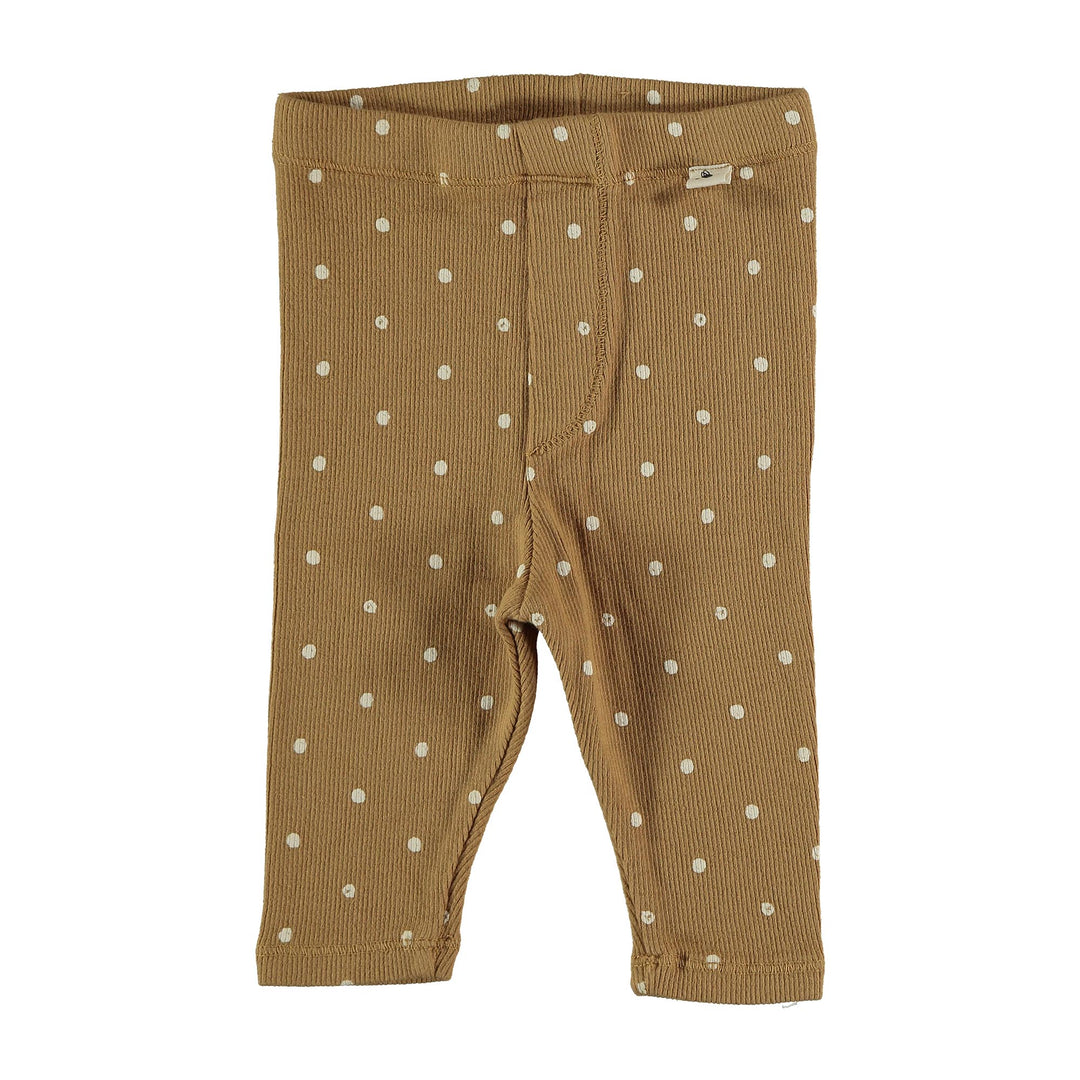 Baby Organic Ribbed Dotted Leggings - Peanut