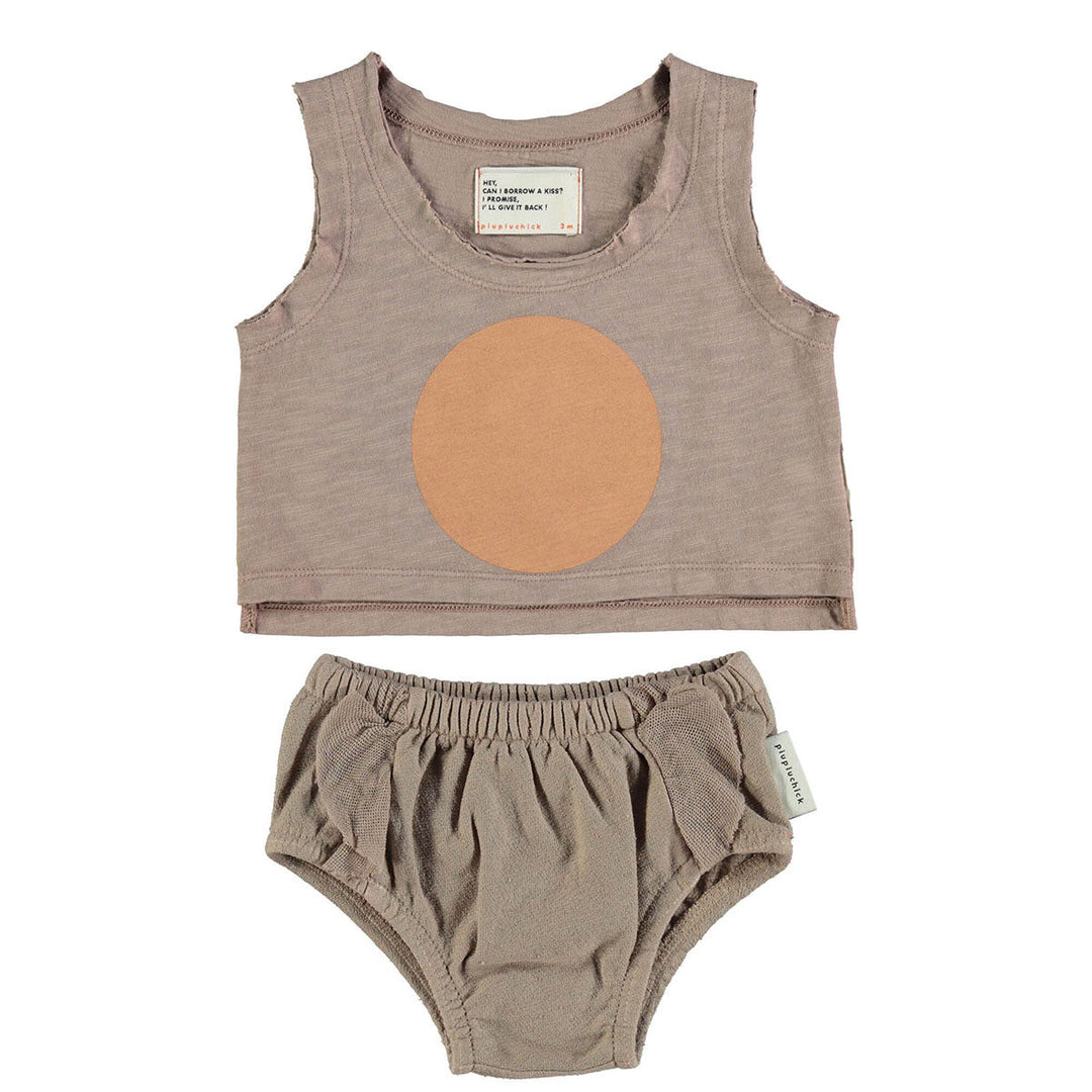 Baby Sleeveless T-Shirt and High Waisted Shorties - Taupe