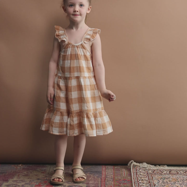 Gingham Dress - Caramel