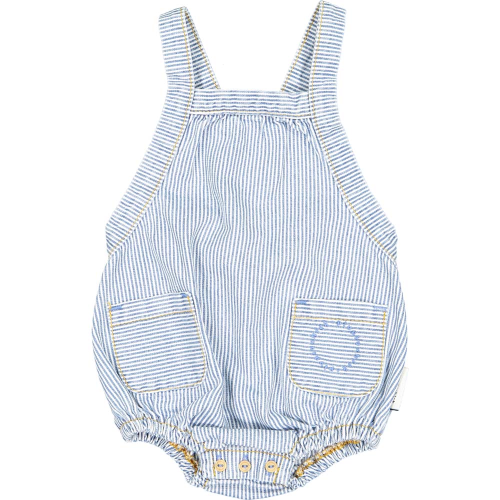 Baby Romper - Washed Little Stripes Denim