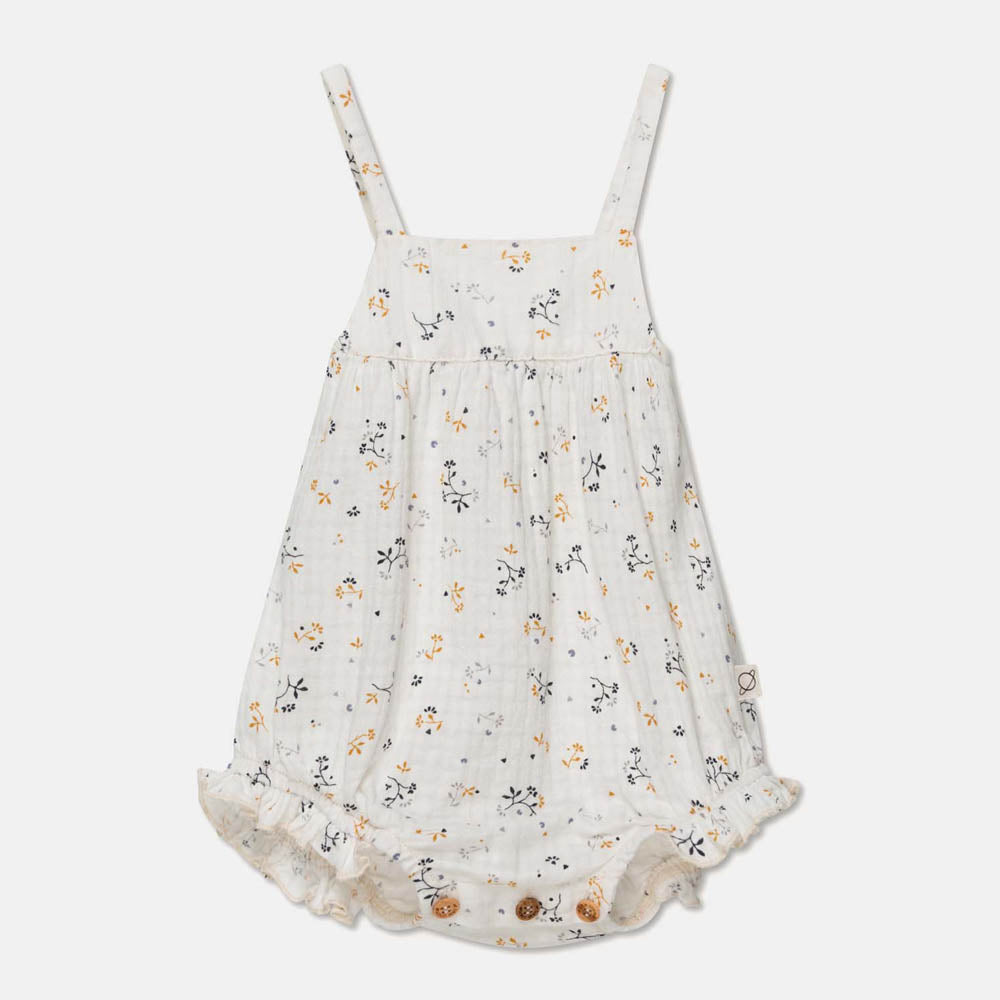 Muslin Floral Baby Romper - Ivory