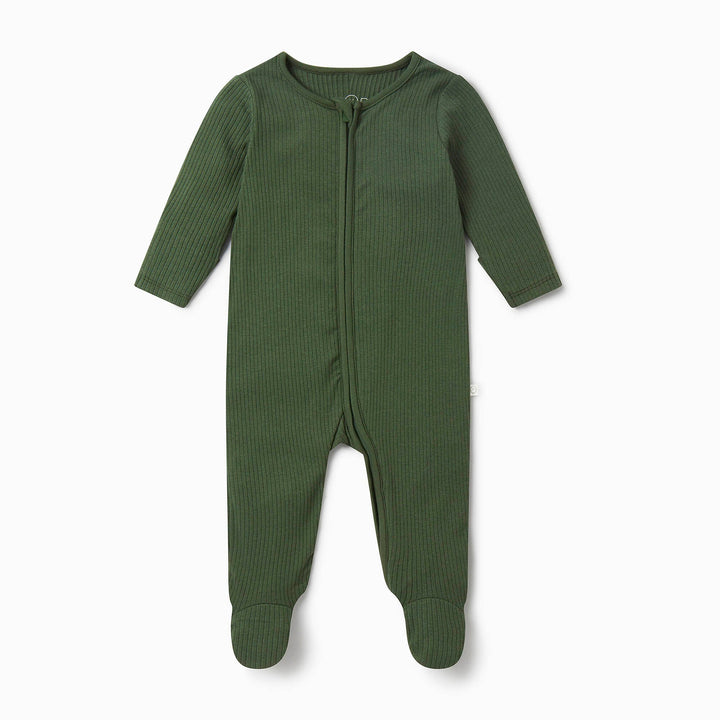 Ribbed Zip-Up Sleepsuit - Pine