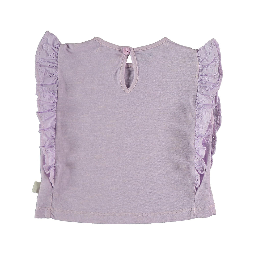 Baby Organic Cotton Ruffled Embroidery T-Shirt - Mauve