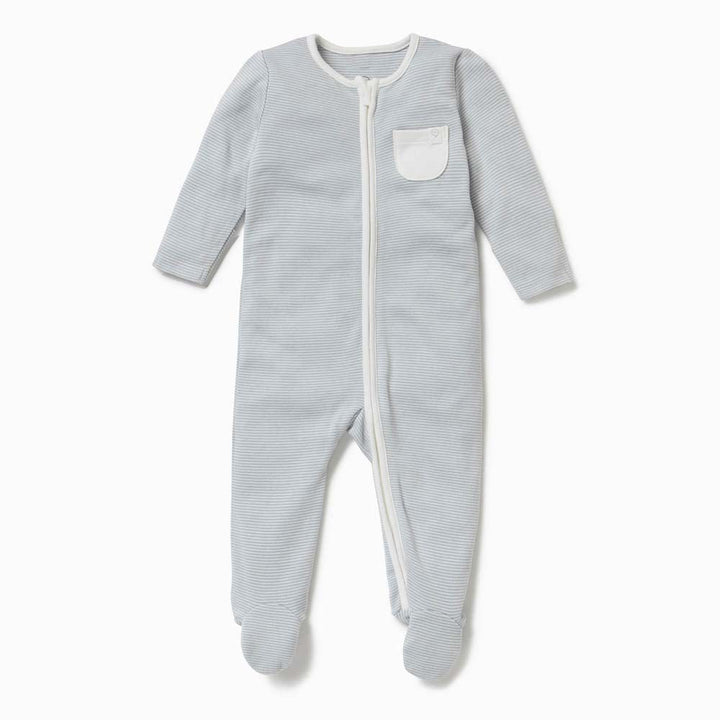 Clever Zip Sleepsuit - Blue Stripe