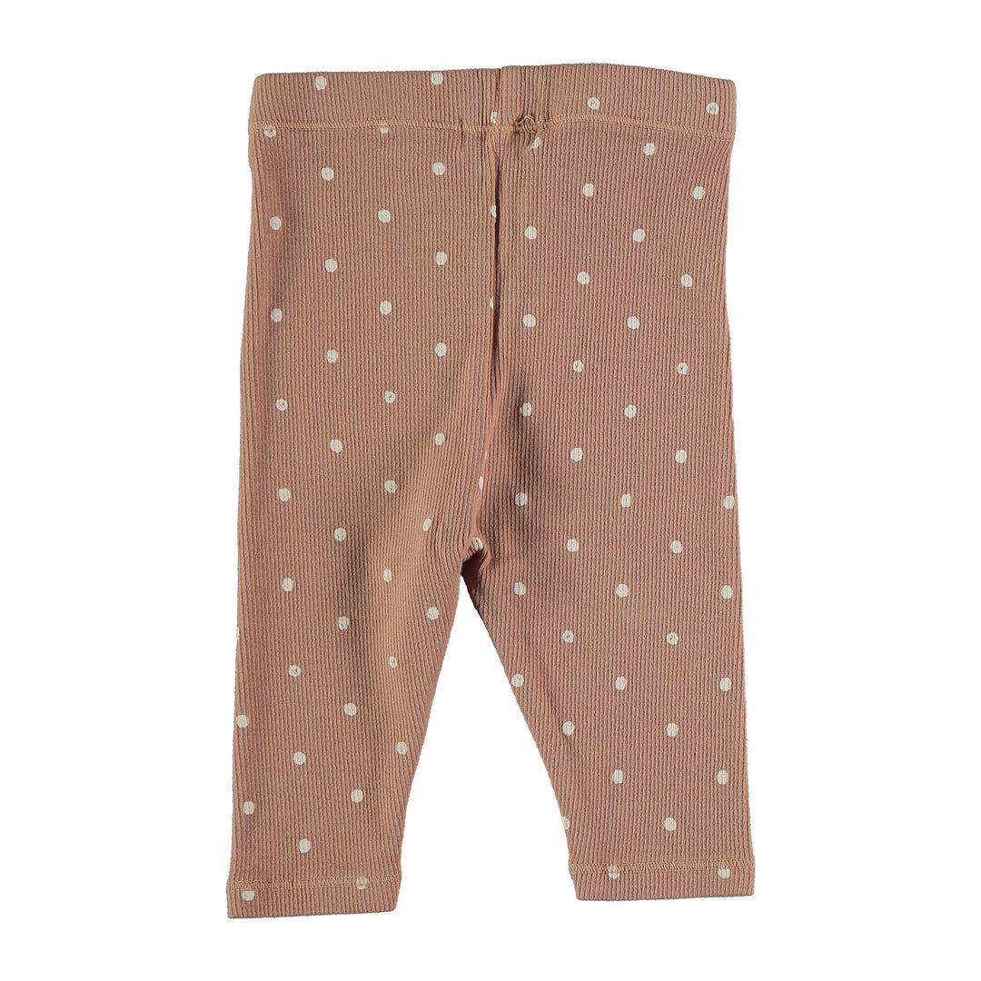 Baby Organic Ribbed Dotted Leggings - Terra Cotta