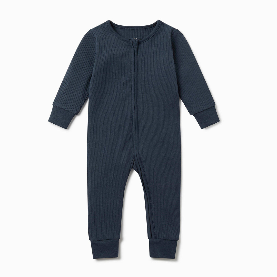 Ribbed ZIp-Up Sleepsuit - Navy