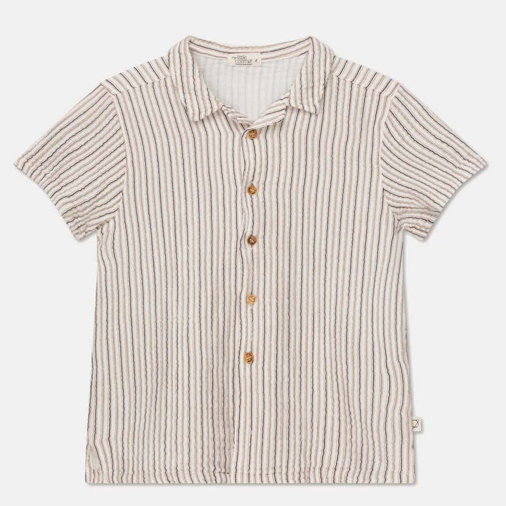 Gauze Stripe Camp Shirt - Ivory