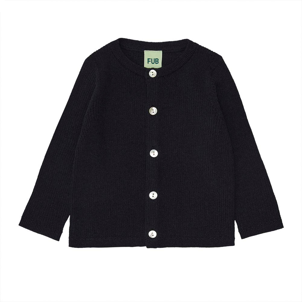 Baby Pearl Button Rib Cardigan - Dark Navy