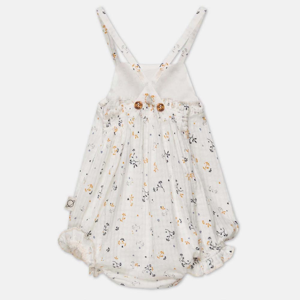 Muslin Floral Baby Romper - Ivory