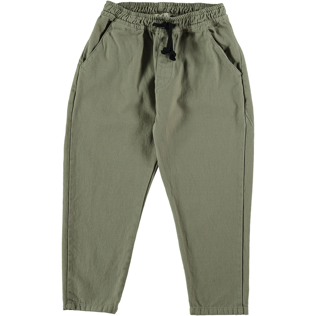 Kids Twill Drawstring Trousers - Khaki