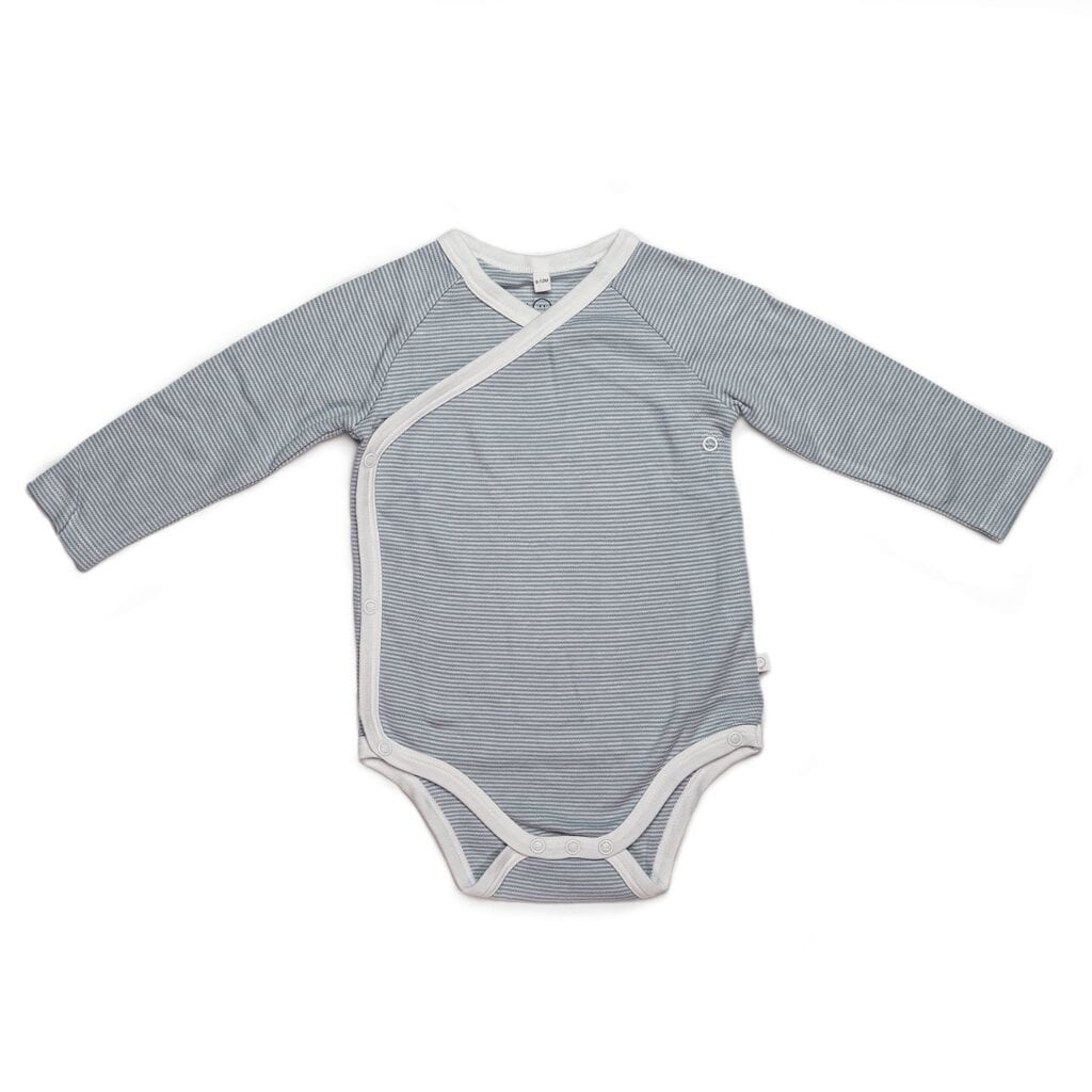 Long Sleeve Kimono Bodysuit - Blue Stripes