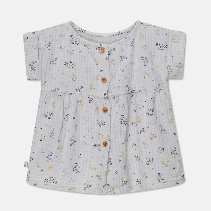 Muslin Floral Baby Dress & Bloomers - Soft Grey