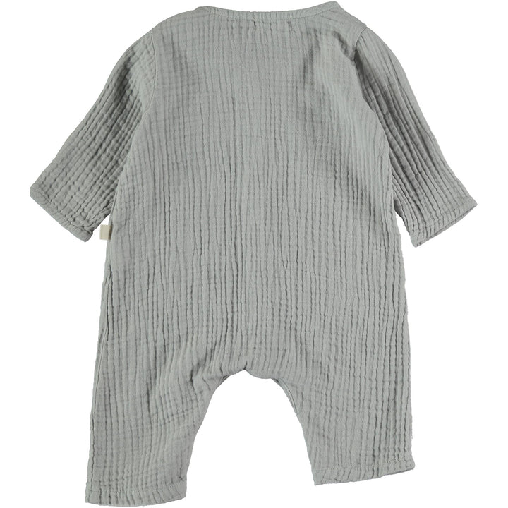 Baby Organic Cotton Gauze Jumpsuit - Light Grey