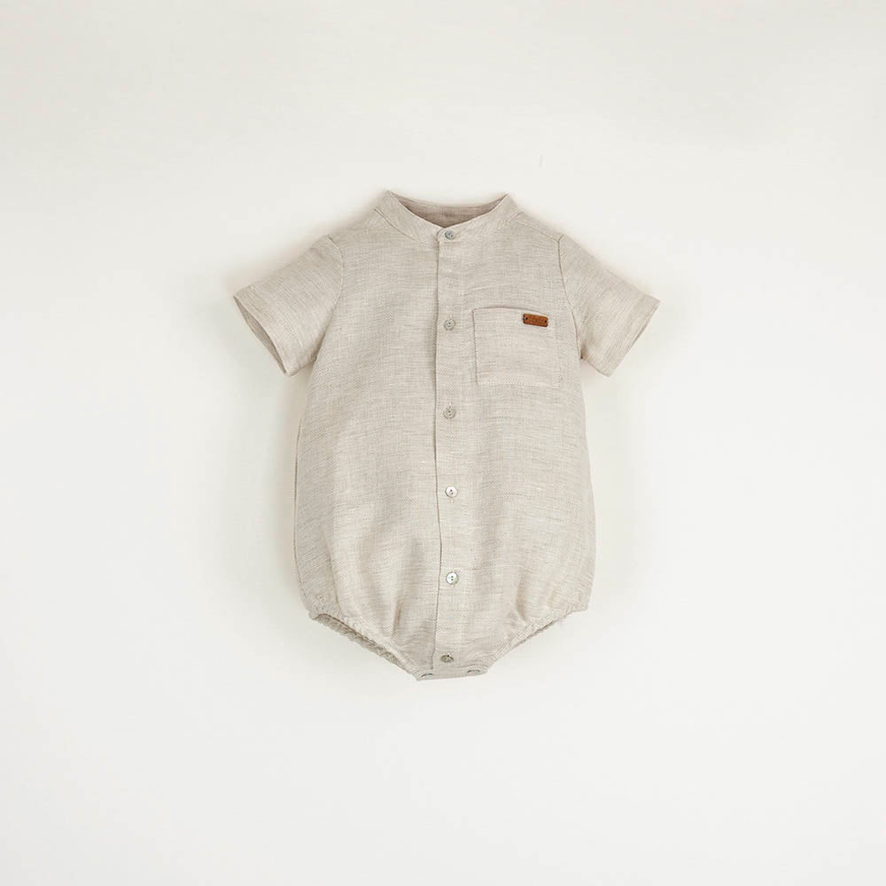 Romper Suit with Mandarin Collar - Neutral